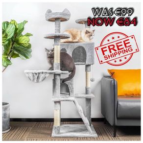 NEW SALE | Cat Tree, 151cm Cat Scratching Post Stable Cat Tower for Large Cat, Activity Centre Cat Climbing Tree with 2 Cat House, Hammock, 4 Sisal Posts, Ladder, and Rest Place for Indoor Cat