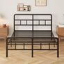King Size Bed Frame with Curved Headboard and Footboard 150x200 cm, Black King Size Platform Bed with Heavy Metal Slats for Stable Support, No Box Spring Needed, Noise Free, Easy Assembly Image 4