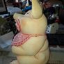 Large Vintage Hand Painted Ceramic Piggy bank Whimsical Baby Pig Pink Bib and Sucking on a Pacifier Image 3
