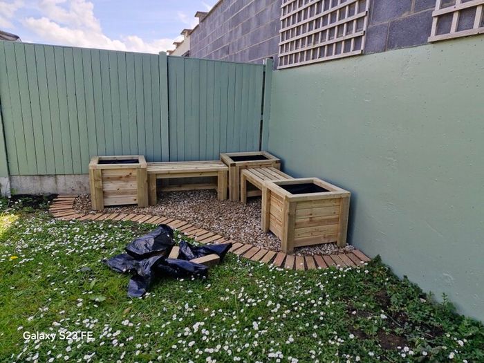 Corner Bench with Planters