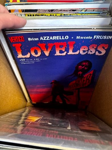 DC, Marvel Long Comic Box w 290 comics for Sale