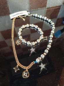 Karl Lagerfeld asymmetrical necklace and bracelet set