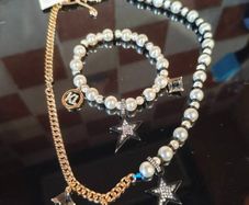 Karl Lagerfeld asymmetrical necklace and bracelet set