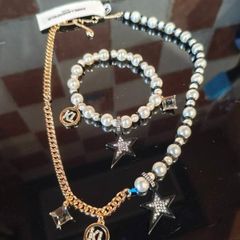 Karl Lagerfeld asymmetrical necklace and bracelet set