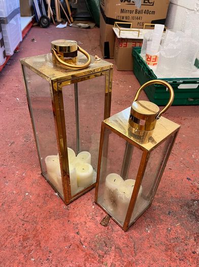 Gold Lantern, Geometric Decor & Candleholder Job Lot