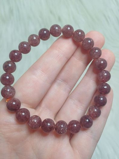 beaded strawberry quartz bracelet high grade