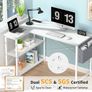 L Shaped Computer Desk with Power Outlet, 118CM Corner Office Desk for Small Spaces with Storage Shelves, Study Work Writing Table for Home Office Bedroom, Snow White Image 6