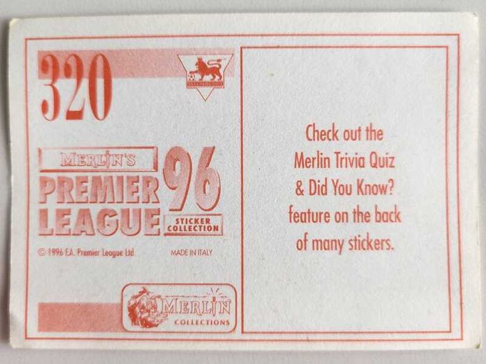 '96 Premier League - Merlin stickers
