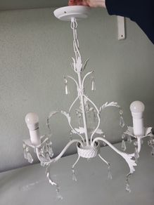 2 White crystal chandelier lights