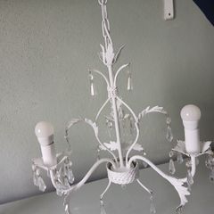 2 White crystal chandelier lights