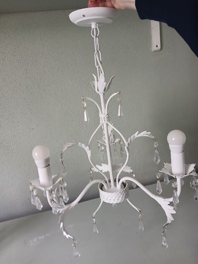 2 White crystal chandelier lights