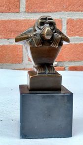 Art-Deco Monkey - Bronze, Marble (Signed)