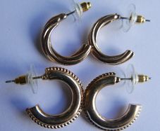 Vintage Gold plated Hoop Earrings (2 Pairs)