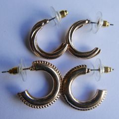 Vintage Gold plated Hoop Earrings (2 Pairs)