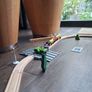 wooden train track set with wooden trains and accessories. Image 5