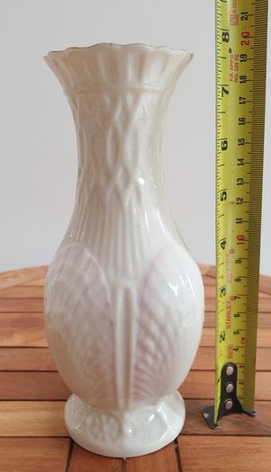 Belleek Vase - Shell Design White & Pink