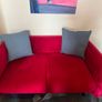 Two Seater Red Velvet Sofa Image 2