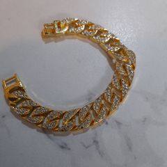 Gold plated iced cuban bracelet