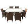 7 Piece Outdoor Dining Set with Cushions Poly Rattan Brown Image 5
