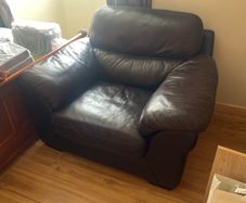 Dark Brown Real Leather Armchair / Comfy Lounge Chair