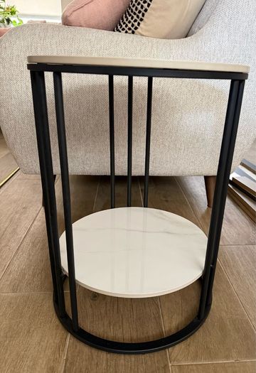 Marble and black end table