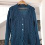 IrelandsEye teal wool cable knit cardigan size xl Image 2
