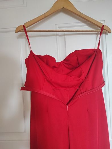 Elegant red pleated jumpsuit for parties and events UK 8