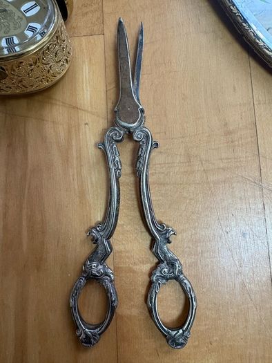 1. Antique Victorian Style Plated Grape Shears / Scissors 2. Antique Victorian hand mirror (broken) Open to offers