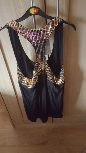 Ladies black & gold sequin top