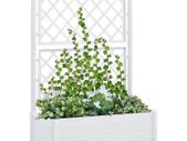 Garden Planter with Trellis 100x43x142 cm PP White