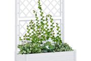Garden Planter with Trellis 100x43x142 cm PP White