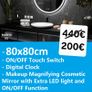 LED Bathroom Mirror Makeup Digital Clock Touch Image 2