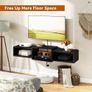 Floating TV Stand Wall Mounted,Wood TV Cabinet Media Console Shelf,Floating TV Unit for Under TV Storage for Living Room Bedroom Office,Black Image 4