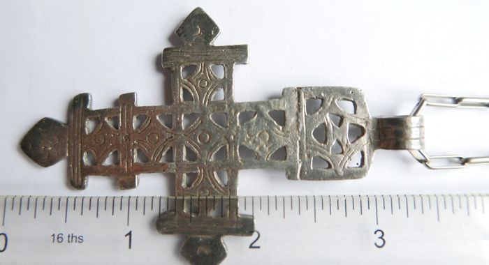 Vintage Large Coptic Cross Pendant, Replica Portland Art Museum Silver Plated (Cross length 3,5")