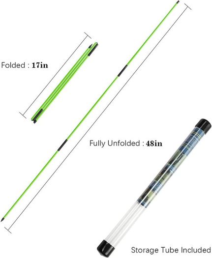 Valley Golf Alignment Sticks - 2 Pack Collapsible Golf Practice Rods for Aiming, Putting, Full Swing Trainer, Posture Corrector with Clear Tube Case, Portable Golf Training Equipment