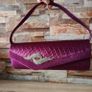 Grape/Burgundy satin bag with diamonds cluster. Image 10