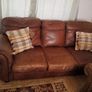 3 seater brown leather sofa Image 8