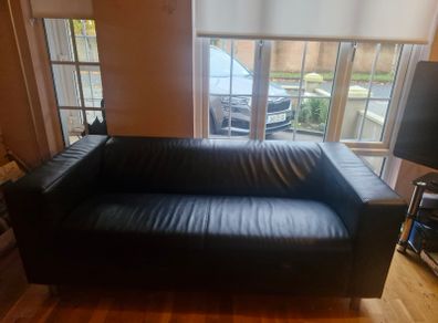 Black leather couch