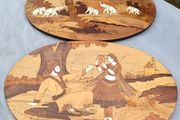 2 X Vintage Indian Rosewood Marquetry panels