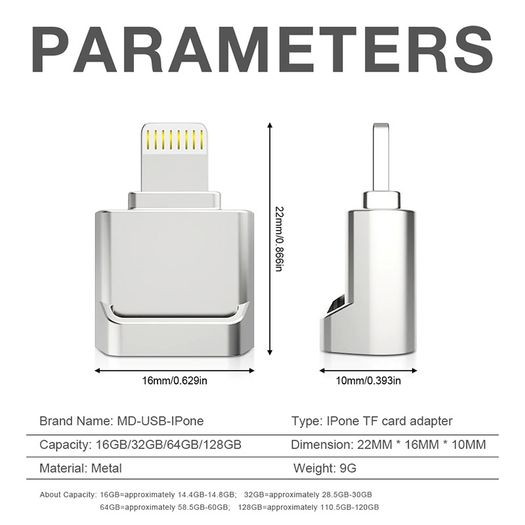 Aluminium Alloy Apple Lightning (8 Pin) OTG TF (Micro SD/SDSC/SDHC/SDXC) Mini Card Reader Adapter (Brand New/Warranty)