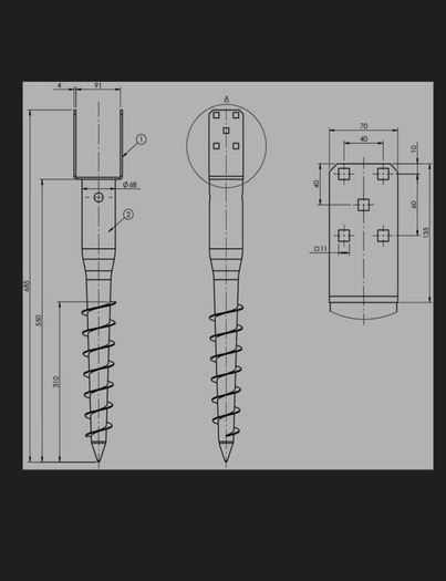 3 fence post spike holders supports