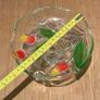Footed Glass Fruit Bowl with Painted Red & Yellow Tulips Image 4