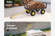 Steel Garden Cart 900lb Capacity Heavy Duty Yard Wagon Cart 10in Tires