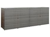 Quadruple Wheelie Bin Shed Anthracite 305x78x120 cm Poly Rattan