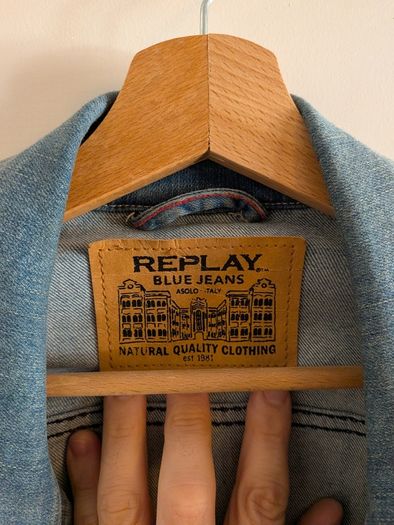 Replay Blue Jeans Light Wash Denim Jacket - Size L