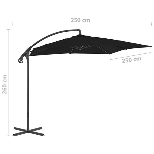 Cantilever Umbrella with Steel Pole 250x250 cm Black
