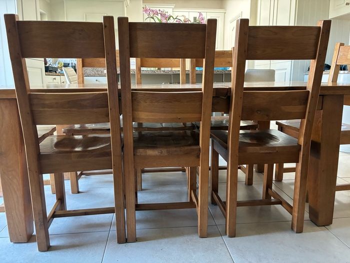 Solid Wood Dining Table & 8 Chairs