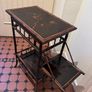 Vintage Bamboo black lacquered and painted tea table. Image 2