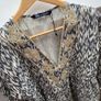 Zara Ikat Print Cotton Linen Embroidered V-Neck Mini Dress Boho Tunic M Image 3
