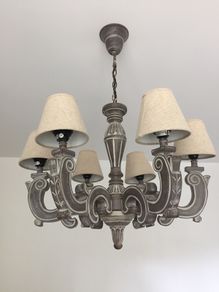 5 arm wooden chandelier